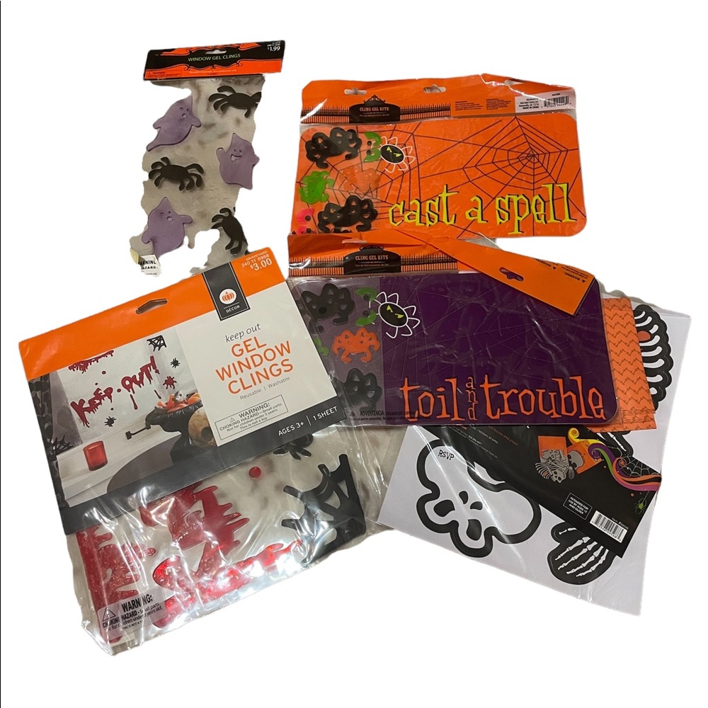 NWT Halloween Window Clings and Invitation Kit